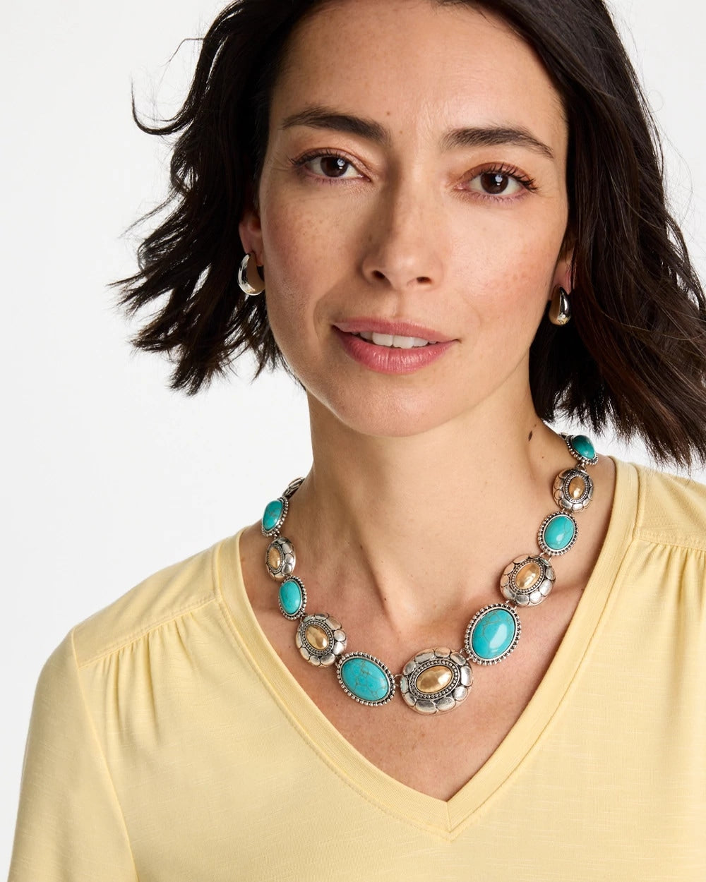 Chico's Everyday | Turquoise Mixed Metal Collar Necklace