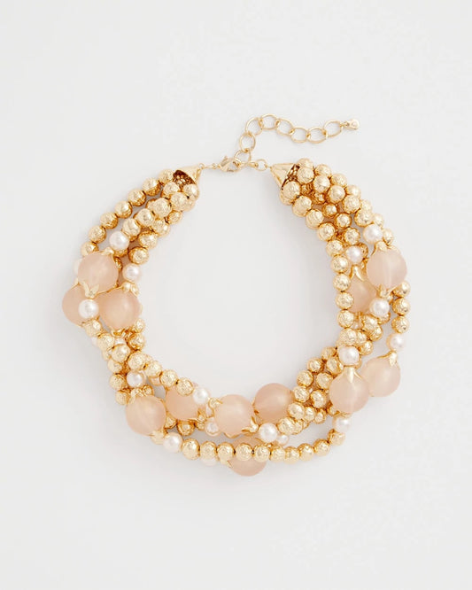 Chico's Exclusive | Gold Pink Chunky Beaded Necklace