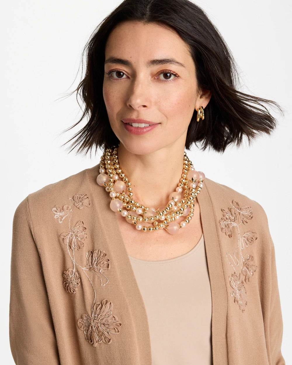 Chico's Exclusive | Gold Pink Chunky Beaded Necklace