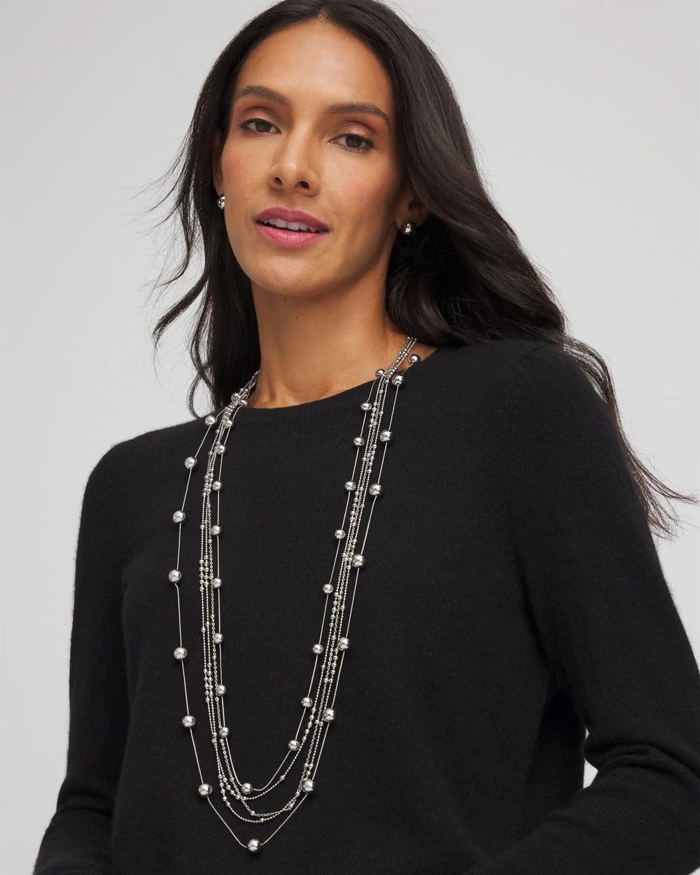 Chico's Recommended | Multistrand Beaded Silvertone Necklace