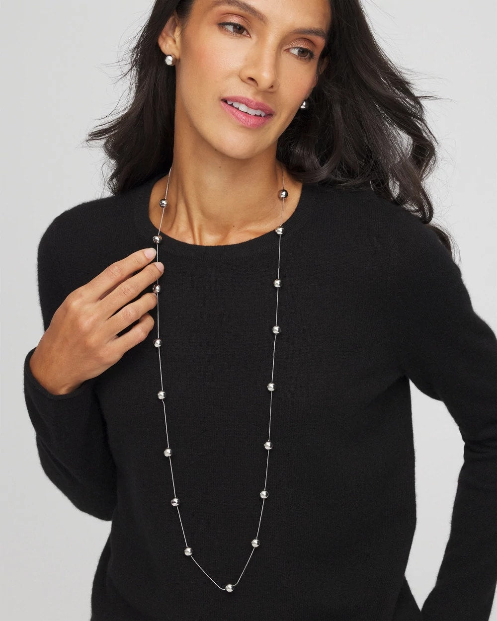 Chico's Recommended | Multistrand Beaded Silvertone Necklace