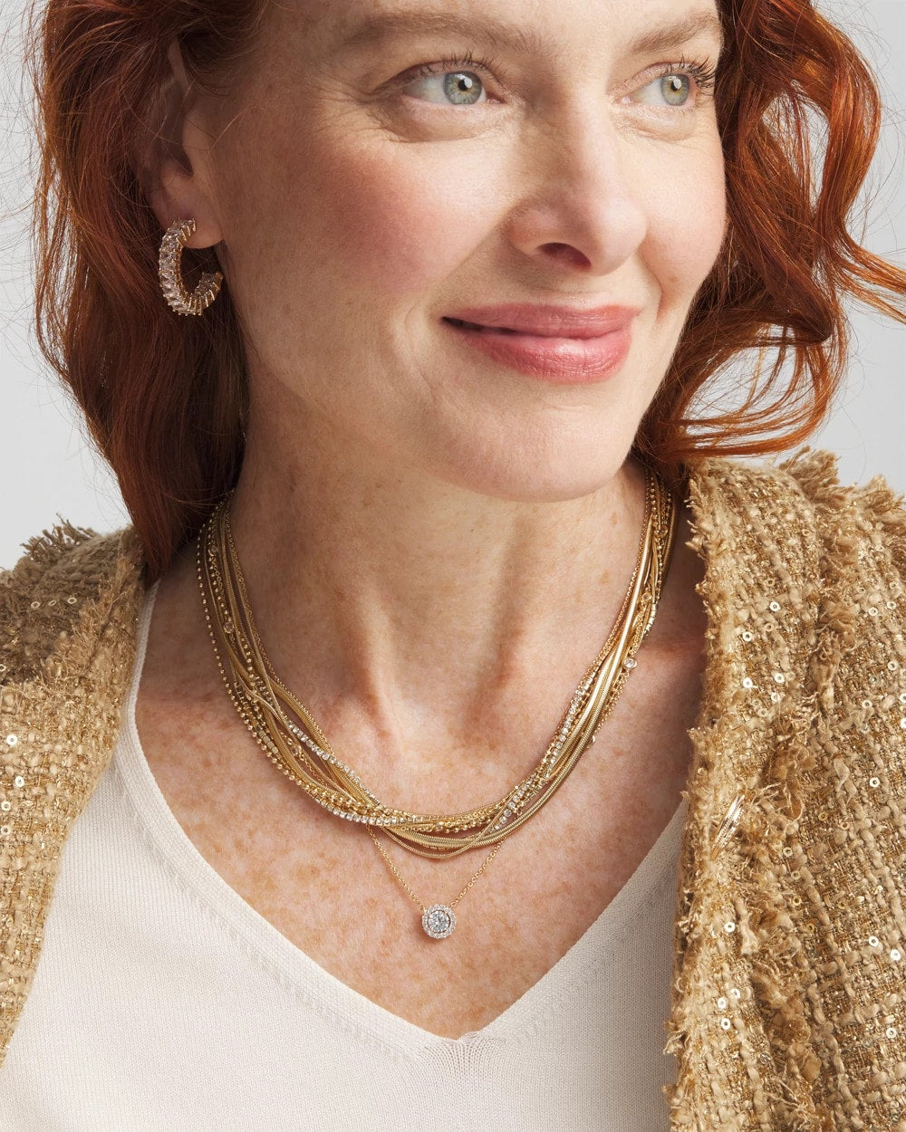 Chico's Hot Sale | Gold Tone Drop Stone Necklace