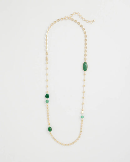 Chico's Smart Buy | Green Accent Long Single Strand Necklace