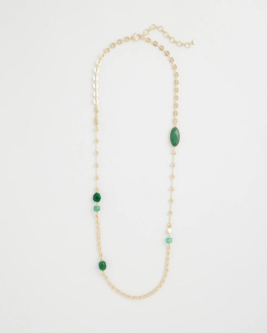 Chico's Smart Buy | Green Accent Long Single Strand Necklace