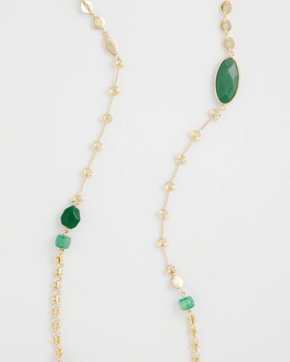 Chico's Smart Buy | Green Accent Long Single Strand Necklace