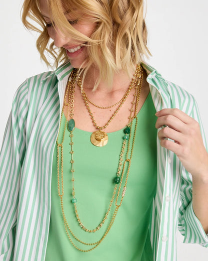 Chico's Smart Buy | Green Accent Long Single Strand Necklace