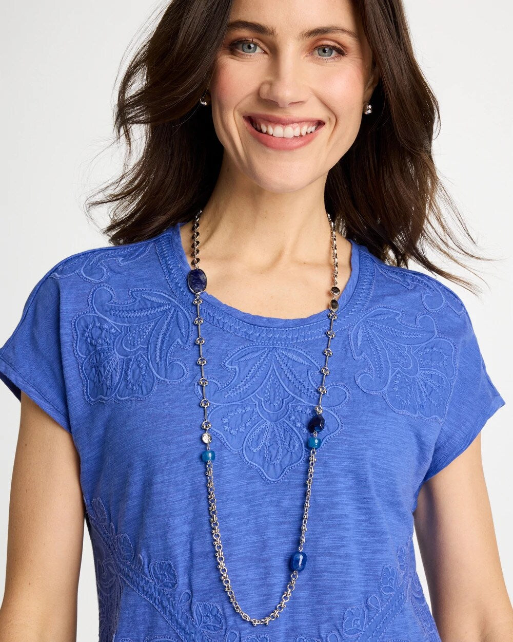 Chico's Classic | Blue Accent Long Single Strand Necklace