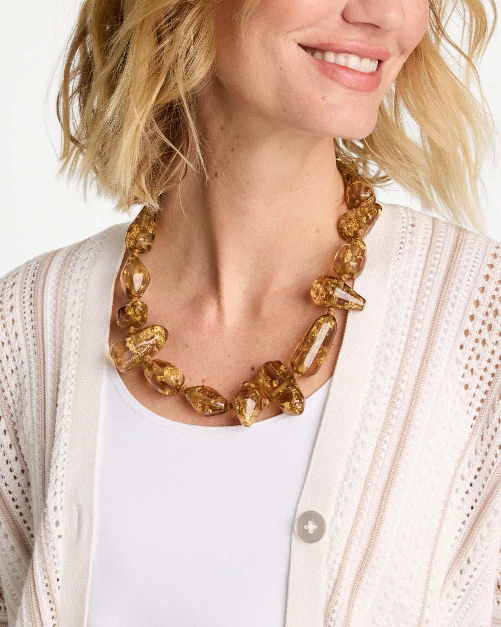 Chico's Smart Buy | Gold Foil Long Single Strand Necklace