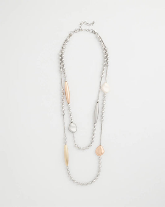Chico's Everyday | Copper and Silver Double Strand Necklace