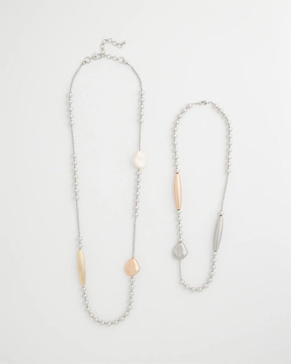 Chico's Everyday | Copper and Silver Double Strand Necklace
