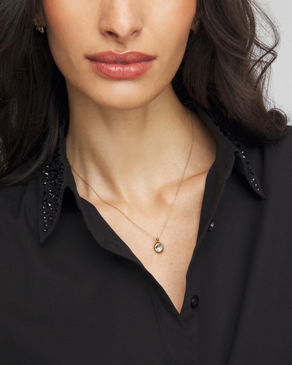 Chico's Deals | Bezel Set Pendant Goldtone Necklace