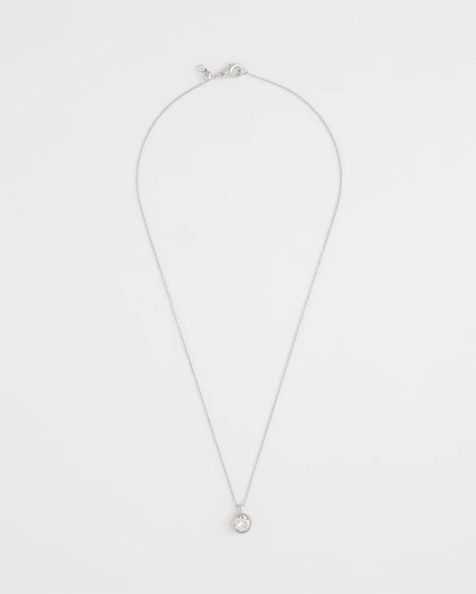 Chico's Discount | Bezel Set Pendant Silvertone Necklace
