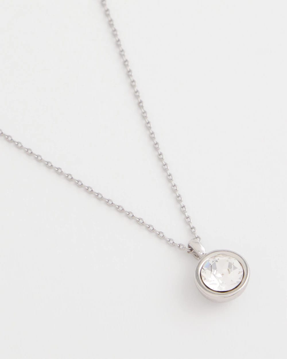 Chico's Discount | Bezel Set Pendant Silvertone Necklace