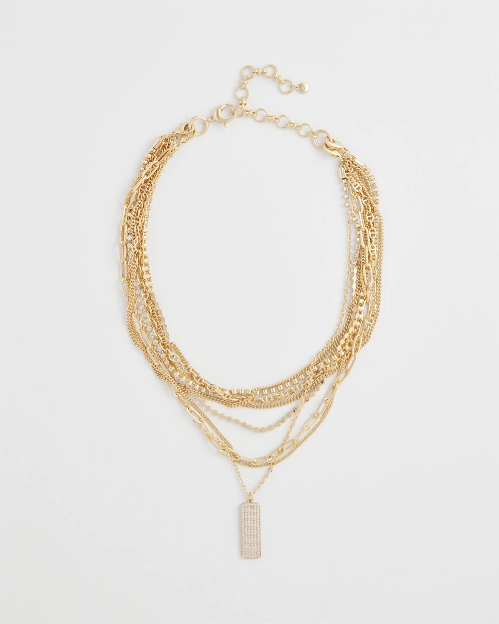 Chico's Exclusive | Convertible Gold Pave Pendant Necklace