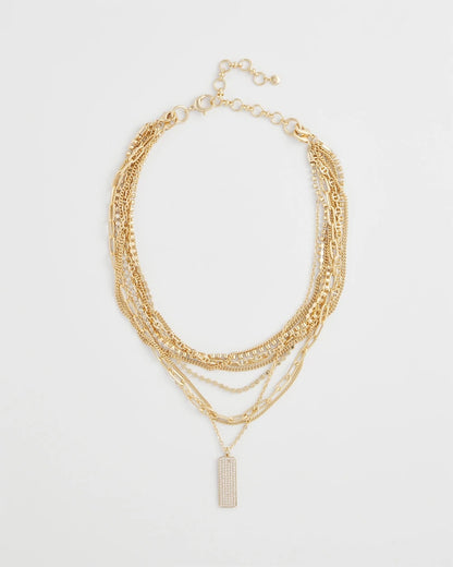 Chico's Exclusive | Convertible Gold Pave Pendant Necklace