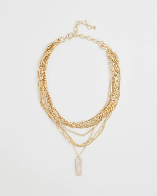 Chico's Exclusive | Convertible Gold Pave Pendant Necklace