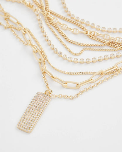 Chico's Exclusive | Convertible Gold Pave Pendant Necklace