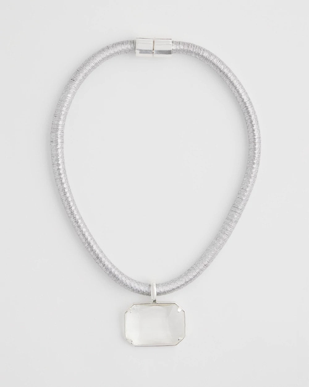 Chico's Hot Sale | Silvertone Gem Pendant Cord Necklace