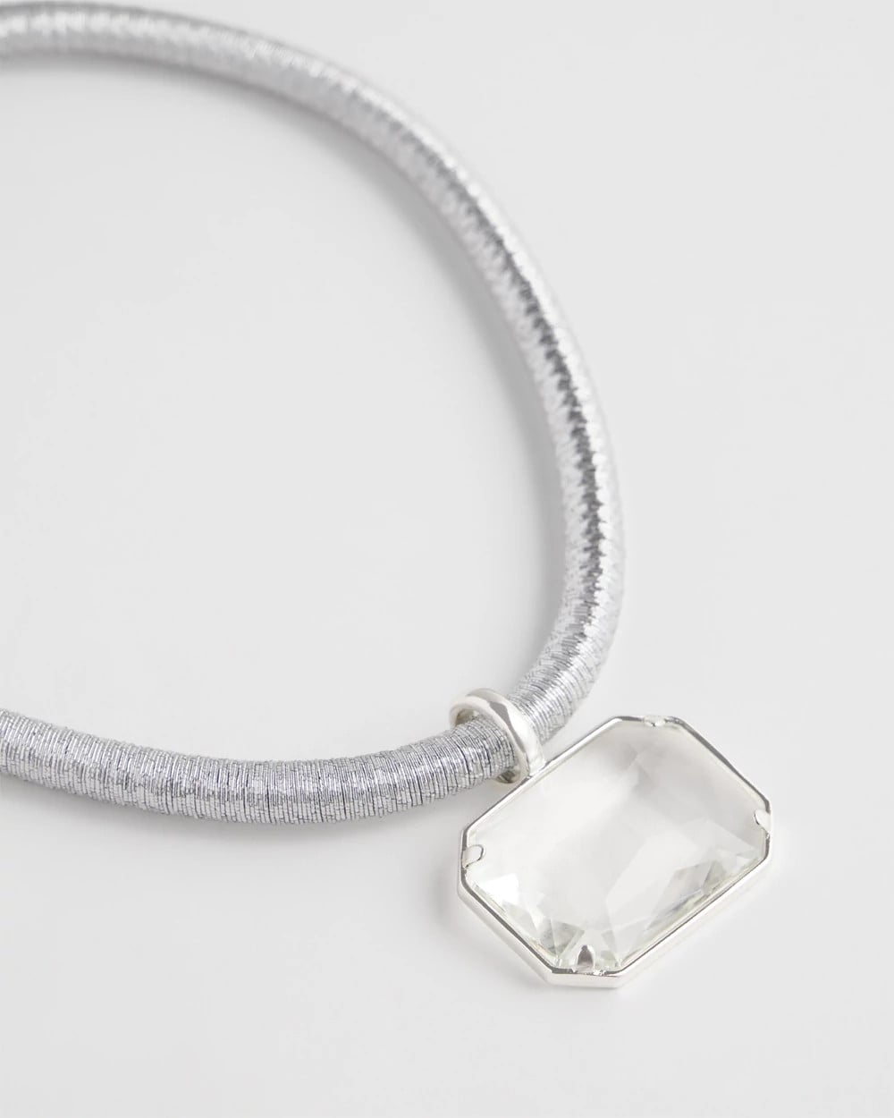 Chico's Hot Sale | Silvertone Gem Pendant Cord Necklace