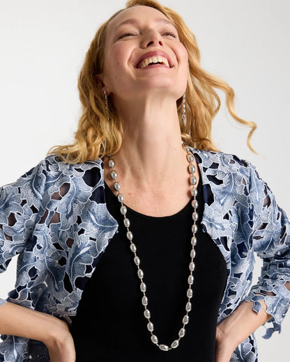 Chico's Classic | Silver Bead Long Single Strand Necklace