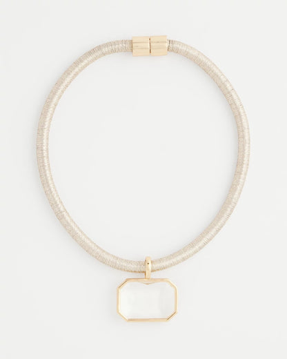 Chico's Customer Favorite | Goldtone Glass Gem Pendant Cord Necklace