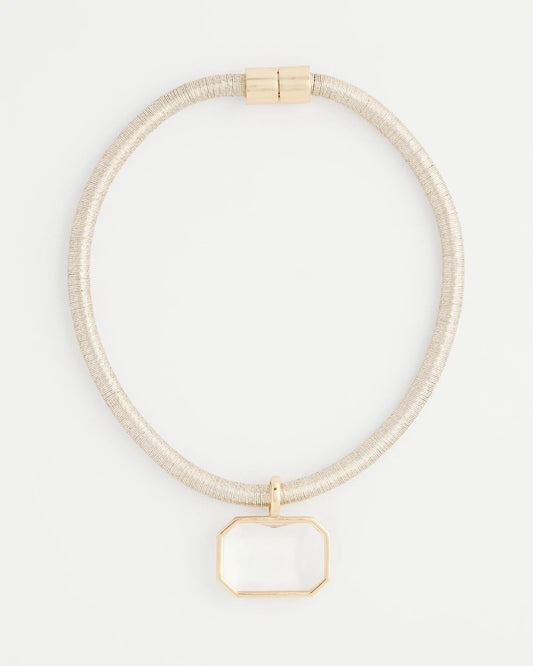Chico's Customer Favorite | Goldtone Glass Gem Pendant Cord Necklace