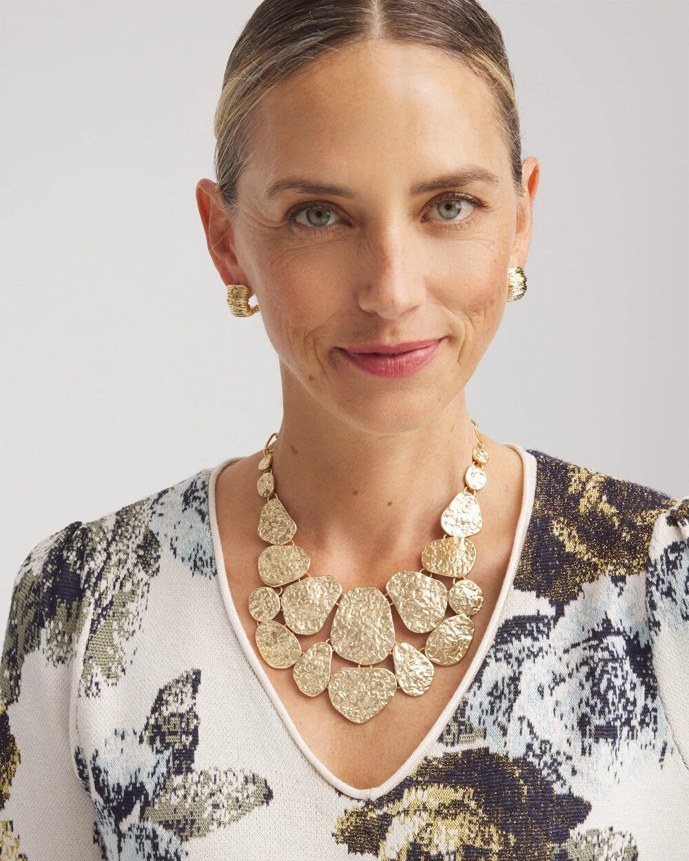 Chico's Popular | Molten Goldtone Bib Necklace