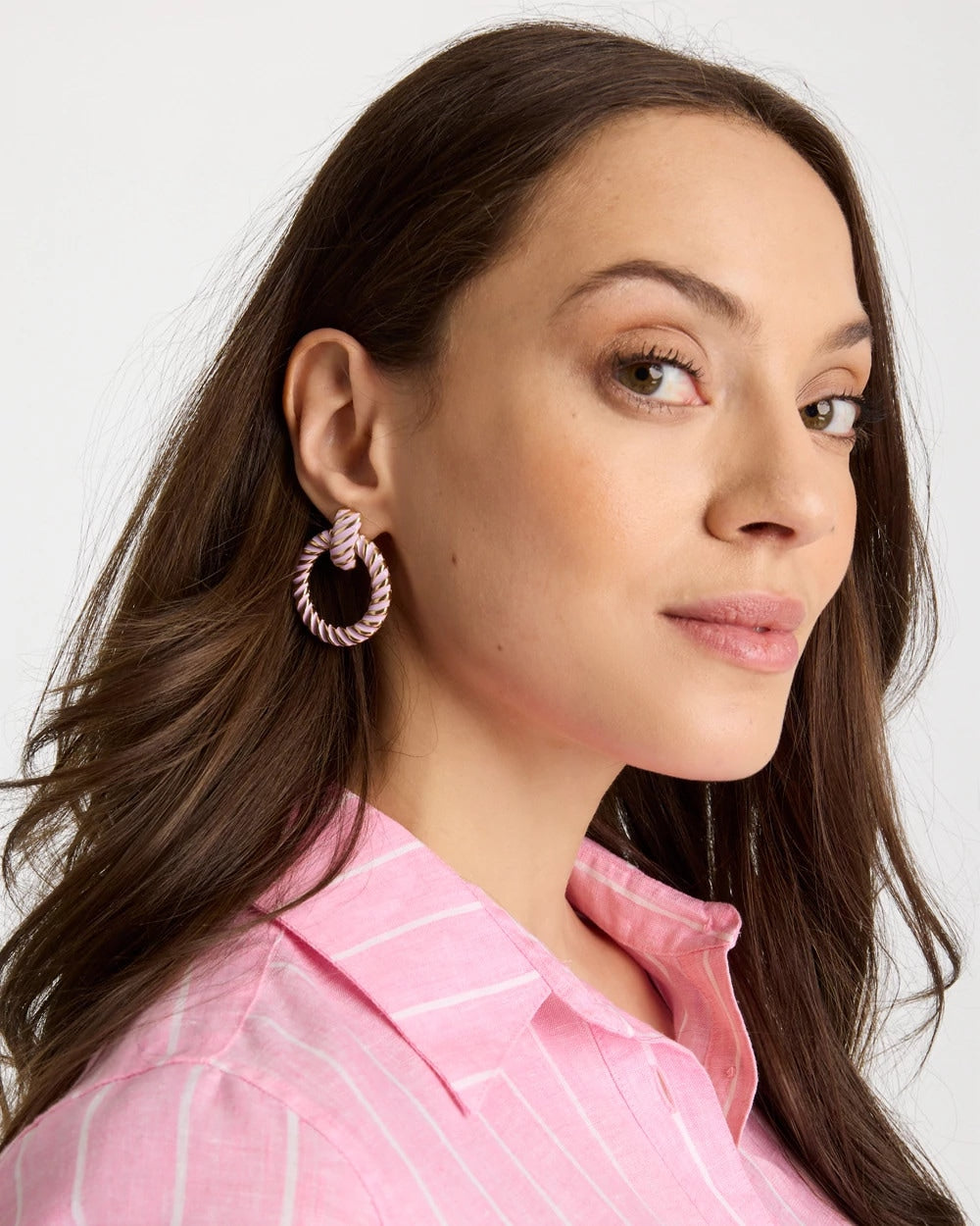 Chico's Best Price | Pink Twist Drop Hoop Earrings