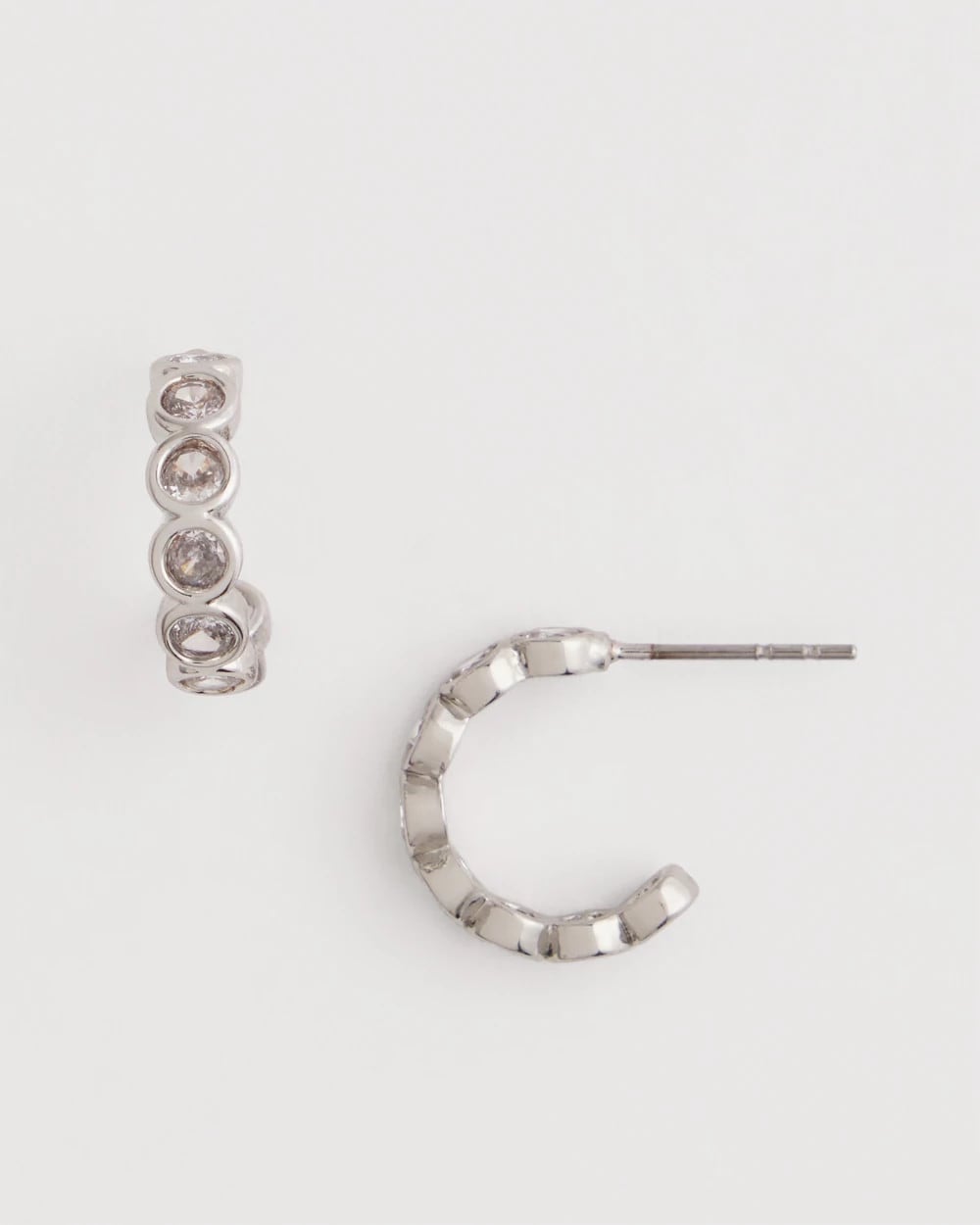 Chico's Best Price | Silvertone Crystal Mini Hoop Earrings