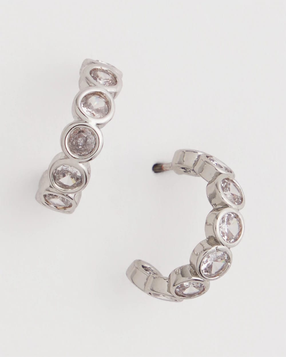 Chico's Best Price | Silvertone Crystal Mini Hoop Earrings