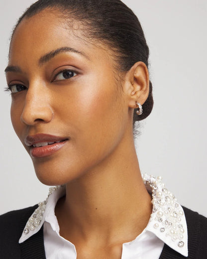 Chico's Best Price | Silvertone Crystal Mini Hoop Earrings