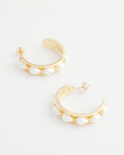 Chico's Great Value | No Droop® Faux Pearl Hoop Earrings
