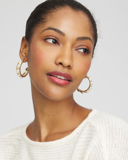 Chico's Great Value | No Droop® Faux Pearl Hoop Earrings