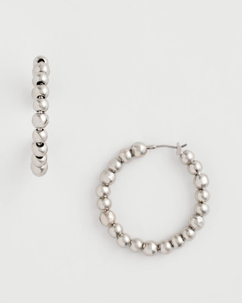 Chico's Smart Buy | Silvertone Beaded Hoop Earrings