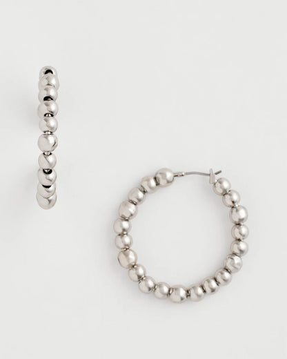 Chico's Smart Buy | Silvertone Beaded Hoop Earrings