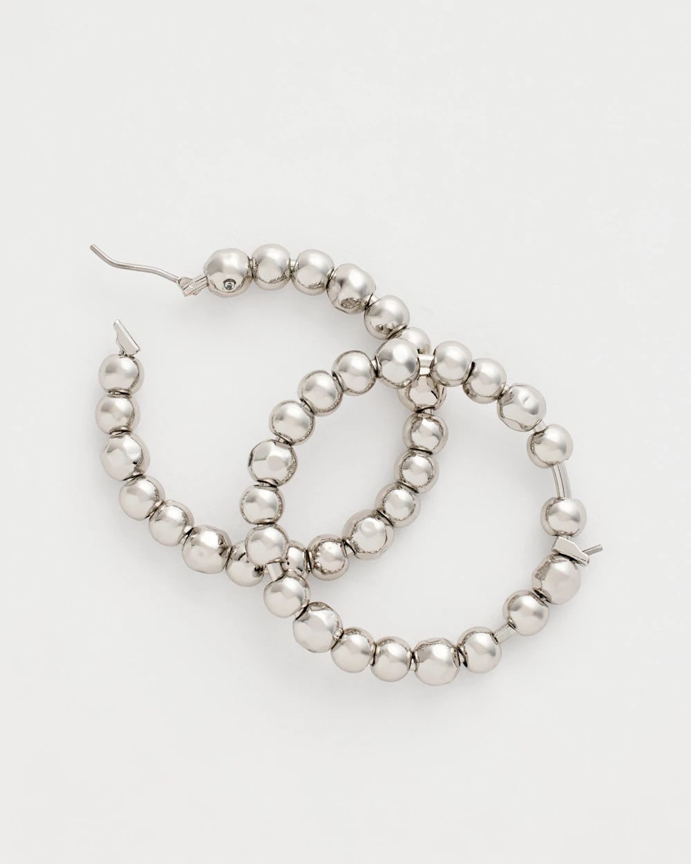 Chico's Smart Buy | Silvertone Beaded Hoop Earrings