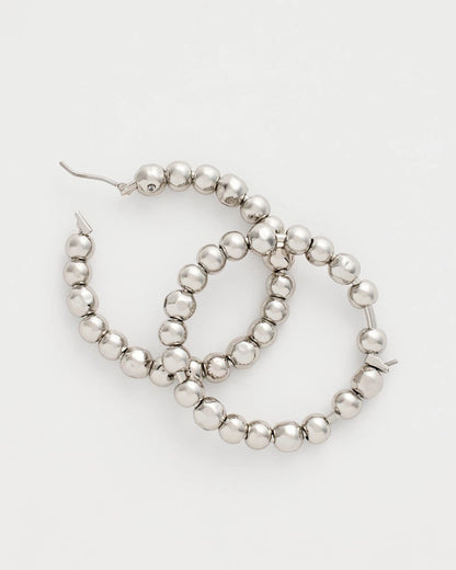 Chico's Smart Buy | Silvertone Beaded Hoop Earrings