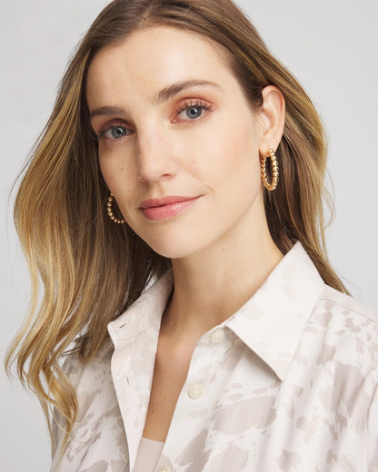 Chico's Smart Buy | No Droop® Golden Beaded Hoop Earrings