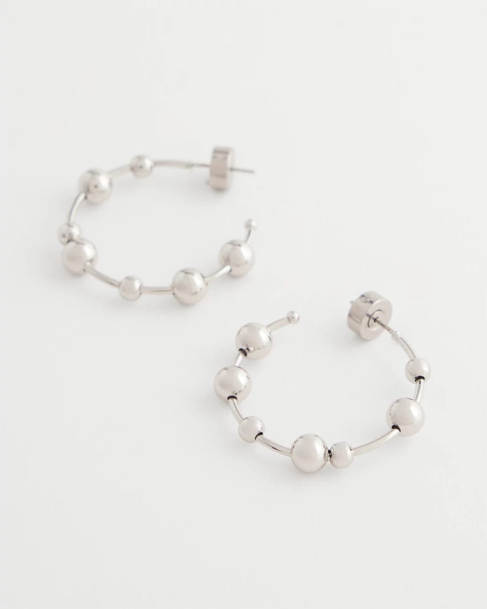 Chico's Hot Sale | Silvertone Beaded Hoop Earrings