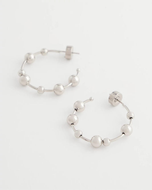 Chico's Hot Sale | Silvertone Beaded Hoop Earrings