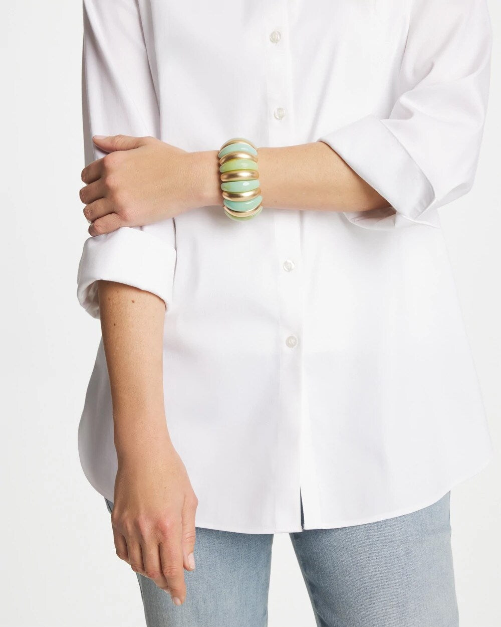 Chico's Top Pick | Aqua and Gold Stretch Bracelet