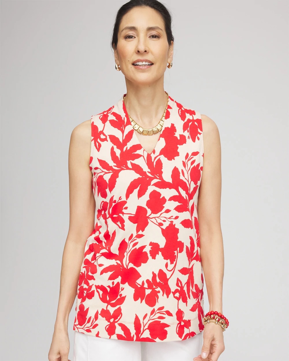 Chico's Trusted | Floral Sleeveless V-Neck Tunic