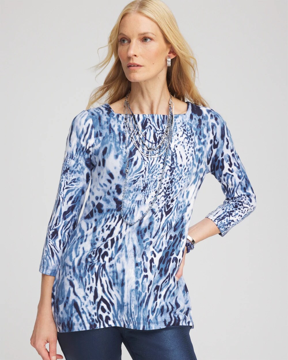 Chico's Signature | Animal Print Square Neck Tunic