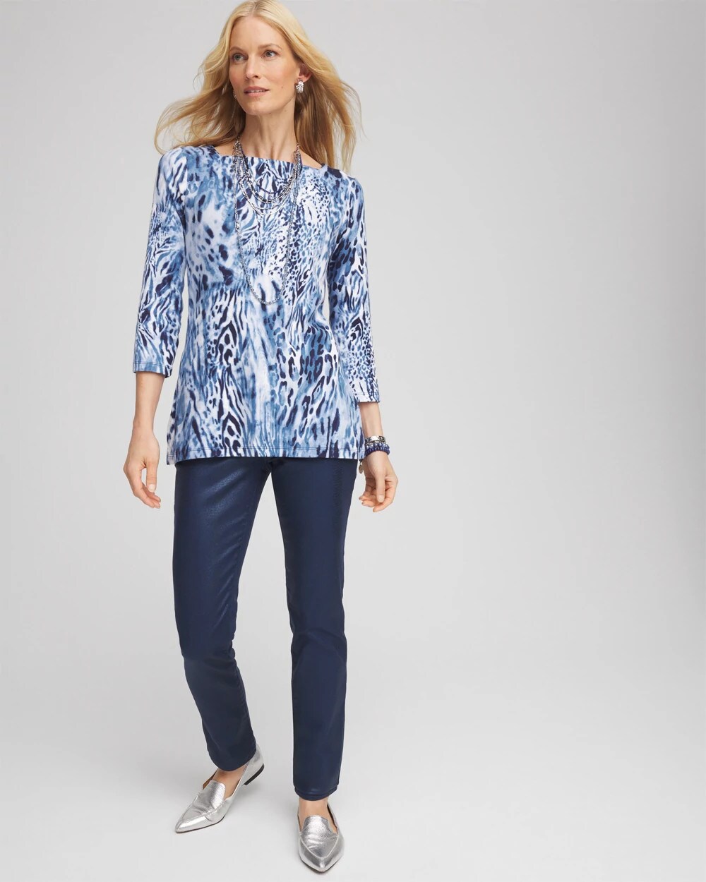 Chico's Signature | Animal Print Square Neck Tunic