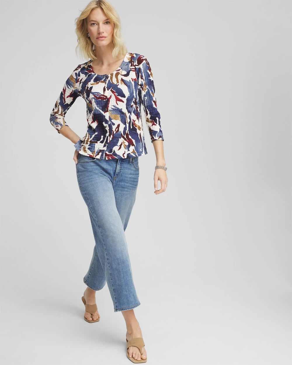 Chico's Special Offer | Printed Textured Scoopneck Cardigan