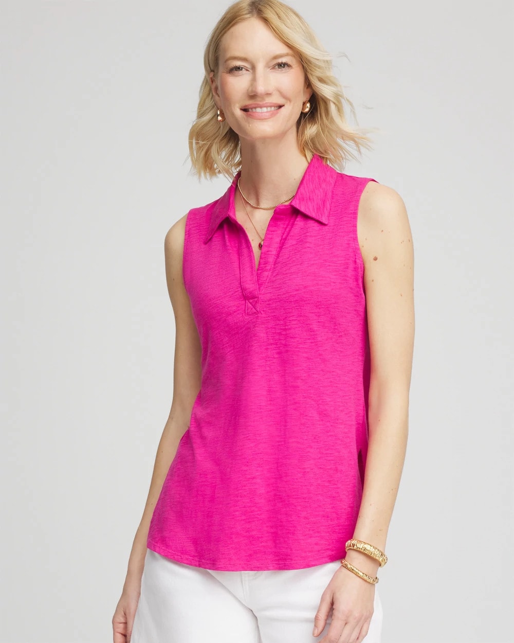 Chico's Exclusive | Slub Sleeveless Collared Tunic